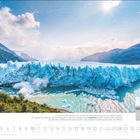Ein Kalenderbild für Januar zeigt einen majestätischen Gletscher im Nationalpark Los Glaciares, Patagonien, Südamerika.