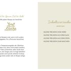 Linke Seite: "Zeit für Genuss, Zeit für dich! Mit jedem Rezept ein herzlicher Genuss aus der Küche." Rechte Seite: Inhaltsverzeichnis mit Kapiteln von kleinen Freuden aus Herd, Glas, Ofen, Naschen.