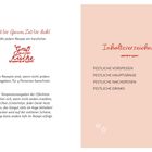 Links: "Zeit für Genuss, Zeit für dich! Gruß aus der Küche." Hinweise zu Rezeptportionen und Ofenhitze. Rechts: Inhaltsverzeichnis.