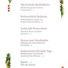 Texte: "Vorwort 7", "Märchenhafte Köstlichkeiten", "Weihnachtliche Backstube", dekoriert mit Blättern und Beeren.