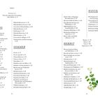 Inhalt zu den Jahreszeiten: Frühling, Sommer, Herbst, Winter. Pflanzenporträts von Gundelrebe bis Tanne. Florales Element unten.