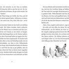 Texte: "Willkommen im Hühnerschloss. Hier wohnen Pym, Perla, Nelke, Hilde, Knut - und Alfred." Illustration von fünf Hühnern.