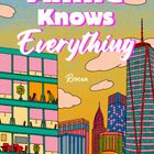 "Annie Knows Everything" von Rachel Wood. Illustration von bunten Hochhäusern und einem Paar im Büro.