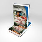 Text: "Bernd Stelter. Die kalte Hand des Camping-Killers. Camping-Krimi. Spiegel Bestseller Autor." Buchcover mit Caravan-Fenster.