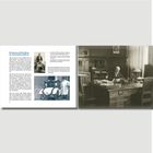 Entstehung und Entwicklung des Hanomag-KombiBrot; links Text und Fotos, rechts Mann an einem Schreibtisch in einem Büro.