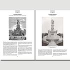 Linke Seite: "Germaina-Denkmal Gesamtlage 1883" mit Illustration.  
Rechte Seite: "Germaina-Denkmal Gesamtlage 1885" mit Fotografie.