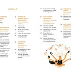 Inhalt in zwei Spalten: Themen zu Körpersignalen, Hormonen, Dialog von Darm und Hirn, Peptide und Ernährung. Illustration unten.