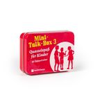„Mini-Talk-Box 3: Quasselspaß für Kinder, 60 Zeitvertreiber“. Rote Blechdose mit Kindern im Silhouettenbild.