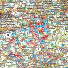 Kartenausschnitt mit Städtenamen wie Bruxelles, Namur und Luxemburg. Bunte Zahlen markieren Orte und Routen. Verkehrswege in gelb.