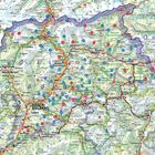 Eine farbige Landkarte zeigt die Region um Bozen (Bolzano) und umfasst Städte, Straßen und Landschaftsmerkmale.