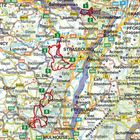 Straßennamen und Ortsnamen in einer dichten, detaillierten geografischen Karte von Teilen Frankreichs und Deutschlands.