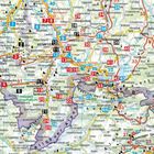 Eine Karte mit Texten von Ortsnamen wie Kempten, Sonthofen und Oberstdorf. Nummerierte Punkte sind rot, blau oder schwarz.