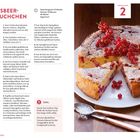 Johannisbeer-Griess-Kuchen Rezept mit Zutaten, Zubereitungsschritten und einem Bild von einem gebackenen Kuchen mit roten Johannisbeeren.