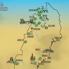 "Die Karte für den südlichen Teil Schwedens befindet sich in der hinteren Buchklappe." Skizze von Nordschweden mit Punkten.