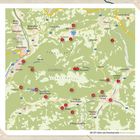 Eine Karte mit Ortenummern. Namen wie Kufstein, Kössen und Scheffau am Wilden Kaiser. Österreich und Deutschland sind markiert.