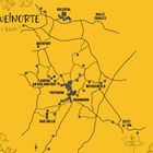 Karte von Weinorten in einer Region, mit Städten wie Naumburg, Querfurt und Weißenfels auf gelbem Hintergrund.