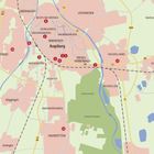 Eine Karte von Augsburg zeigt Stadtteile wie Innenstadt, Pfersee, und Haunstetten mit Hauptstraßen und Zuglinien.