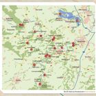 Karte mit Standorten in Sachsen-Anhalt, z.B. Naumburg, Freyburg. Nummerierte Punkte markieren Orte. Links oben diverse Straßen.
