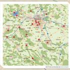 Landkarte der Region um Hannover und Hildesheim mit Städten, Straßen und nummerierten Punkten.