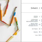 Inhalt mit Vorwort, Wahlverwandtschaften, Gespräch, Auf Papier, Objekte, Vita. Links bunte geometrische Holzskulptur.