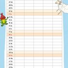 Kalenderblatt für April mit Wochentagen und Zahlen. Illustration: Ein Kind und Waschbär waschen Wäsche in einer Schüssel.