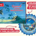 "Samuel und der Weihnachtsstern", ein Esel vor einer Krippe, Text: "Adventskalender mit einem Stern".
