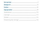 Inhalt mit Kapiteln: Det nya livet (5), Äntligen fri (33), Evelina (59), Inga garantier (85), Sluttentamen (110), Lösungen (112).