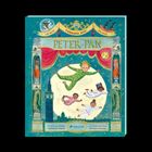 "Vorhang auf! Peter Pan. Drück die Note! Hör die Musik. Mit Musik von Chopin, Wagner. Illustration von fliegenden Kindern."