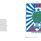 Text links: "Posters". Text (unten rechts): "End Bad Breath." Illustration mit buntem, stilisiertem Gesicht, blau-weißen Streifen.