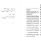 "VON HIER NACH DORT Der Weg der Künstlerin Margaret Marquardt" von Arnold Stadler. Ein längerer Text steht rechts.