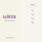 Links: "KLÖSTER", "Wissenswertes und Kurioses". Rechts: "INHALT" mit Kapiteln: "Die Idee", "Das Haus", "Das Leben", "Die Gaben".