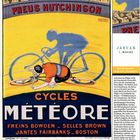 JANUAR 1. WOCHE. CYCLES MÉTÉORE. Illustration: Radfahrer auf schräger Radbahn, Publikum im Hintergrund.