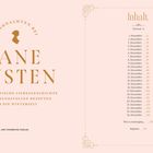 Links: "Weihnachten bei Jane Austen" und ein Silhouetten-Logo. Rechts: Inhaltsverzeichnis für Dezember, Seitenzahlen.