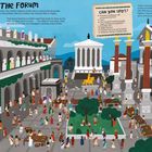 "The Forum" in großen Buchstaben. Davor eine belebte antike Marktszene mit vielen Menschen und Statuen.
