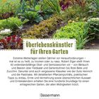 "Überlebenskünstler für Ihren Garten" zeigt Gemüsebeete mit verschiedenen Pflanzen. Ein Verlagsname ist darunter.