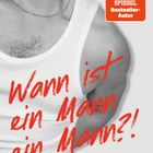 Texte: "Wann ist ein Mann ein Mann?", "RICCARDO SIMONETTI", "SPIEGEL Bestseller-Autor", "GRAU". Mann in weißem Tanktop.