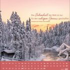 Zitat von Johann Gottfried von Herder. Winterlandschaft mit verschneiten Bäumen und kleinem Fluss. Kalenderblatt Januar 2027.