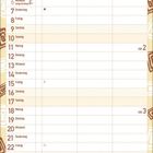 Text: Januar 2027, Wochentage und Daten. Design: Geometrische Muster in Braun- und Beigetönen.