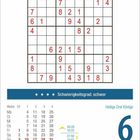 "Schwierigkeitsgrad: schwer", Sudoku-Raster oben, Kalender unten: Mittwoch 6. Januar, Sternzeichen Steinbock.