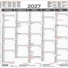 Jahreskalender für 2027. Monate und Tage in Spalten, Feiertage rot markiert. Enthält Kalendarium von Dezember 2026 bis Juni 2027.