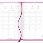 Kalender für Januar 2027, Woche 1. Daten und Wochentage in Deutsch und Englisch. Notizfeld am rechten Rand. Magentafarbenes Band.