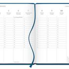 Kalender für Januar 2027. Links Montag bis Donnerstag, rechts Freitag bis Sonntag mit Notizabschnitt, blaues Lesezeichen.