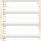 Kalender für Januar 2027, Wochenübersicht, Notizbereich unten. Dezentes, dekoratives Muster in Gold- und Beigetönen.