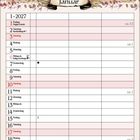 Kalenderblatt für Januar 2027. Text: "Schnee auf Bäumen und auf Wiesen lädt ein, den Winter zu genießen."