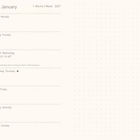 Januar January, 1. Woche | Week 2027: Montag bis Sonntag mit deutschen und englischen Bezeichnungen und Platz für Notizen.