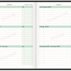 Kalenderseite zeigt Termine: Montag 21.09. bis Sonntag 27.09., Aufgaben und Infos aufgelistet. Enthält Wochentage und Daten.