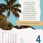Das Bild zeigt einen Kalenderausschnitt mit einem Gedicht von Johann Wolfgang von Goethe. Links unten ist eine Palme und das Meer.