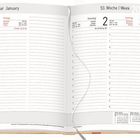 Links steht: "Januar January", "Freitag", "1", "Neujahr". Rechts: "53. Woche | Week", "Samstag", "2", "Sonntag", "3". Ein Tischkalender.