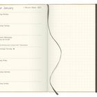 Januar, Woche 1, 2027. Montag bis Sonntag mit englischen Übersetzungen. Kalender mit Notizseite rechts.