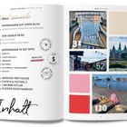 Text: "Guide me Kopenhagen", "Kopenhagen in 100 Tipps", "Inhalt", "Foto Tipp", "Aussicht Tipp", Zahlen: "31", "52", "120". Links bunte Bilder.